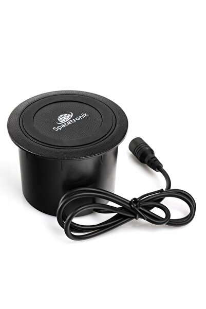 Spacetronik Priză de blat rotundă USB-C/A INDUCȚIE retractabilă neagră
