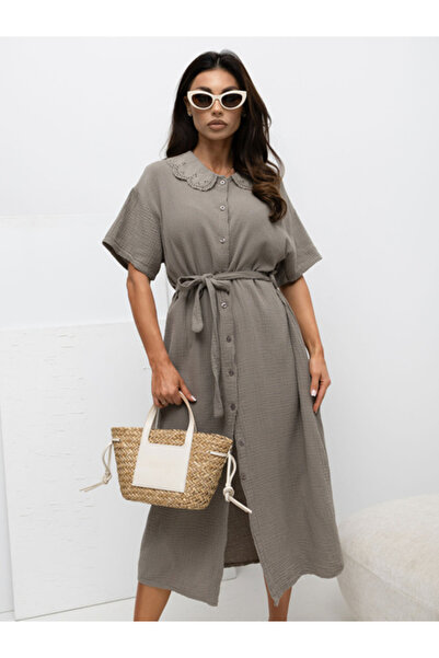 Italy Moda Rochie Dama Midi, Lejera, ITALY MODA, Bej de Vara