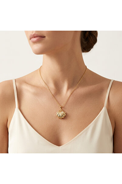 mia donna jewelry Mia Donna İncili Çelik İstiridye Kolye