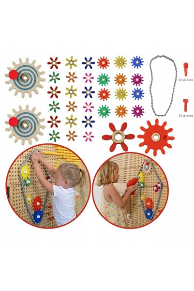 Masterkidz Tablă murală Roți dințate și Lanț 79 El. Construiește propriul