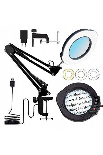bedee LUPA 10X Z ILUMINARE LED 5 CULORI 10 NIVELURI DE LUMINOSITATE NEGRU