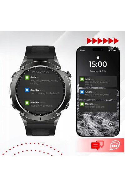 Lazird Smartwatch GPS cu lanternă 730 mAh AMOLED Navigație negru