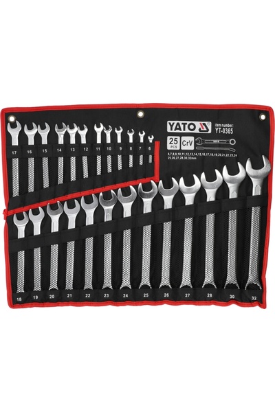 yato Set de chei fixe cu cap plat și inelare 6-32mm, 25 de bucăți