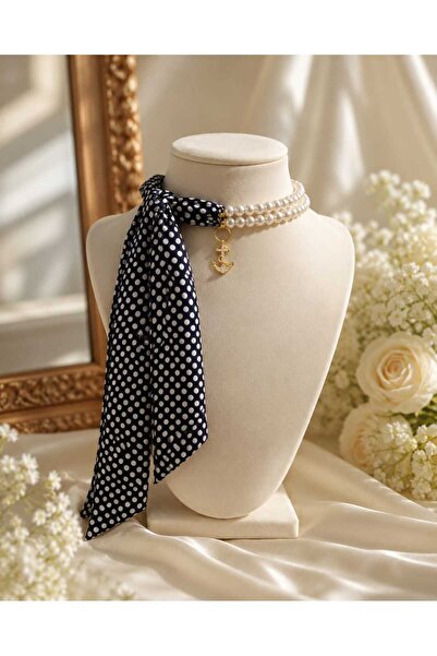 Ivory Pearl قلادة من اللؤلؤ، قلادة وشاح مزينة باللؤلؤ، وشاح، وشاح للحقيبة، حل...