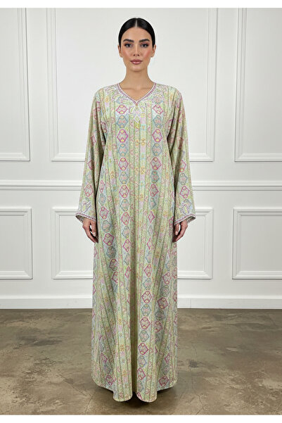 Nukhbaa The Serene Pastel Mosaic Kaftan Abaya-880