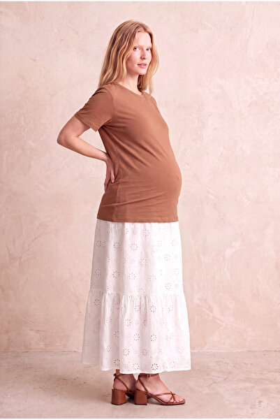 WESTMARK LONDON Maternity Coffee Cotton Crew Neck Short Sleeve T-Shirt Sage