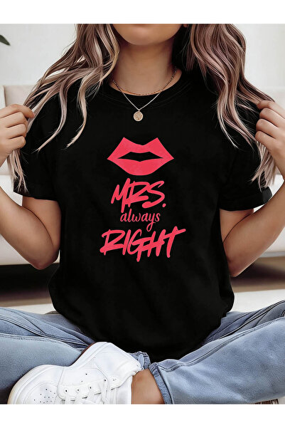 45 BPM Women's Funny "MRS. Always RIGHT" Marriage Humor T-Shirt Short Sleeve ...