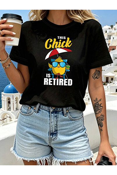 799 THIS Chick IS RETIRED Women's T-Shirt - Retired Slogan Short Sleeve Crew ...