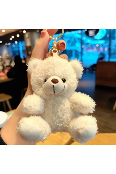 Choice3 YSK-136-4 Cute 3D Plush Bear Keychain Fluffy Faux Fur Doll with PP Co...