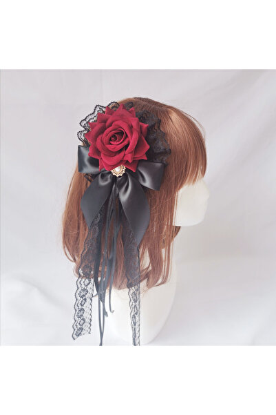 Choice1 Red Palace Style Lolita Cla Hair Accessories Velvet Rose Flower Ball ...