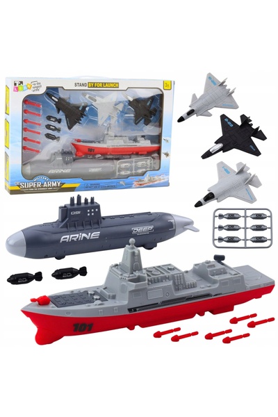 LeanToys Set Militar - Navă, Submarin, Avioane, Rachete