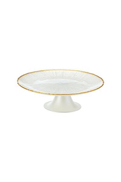 Koopmann International Platou elegant pentru tort, din sticlă, alb, cu margin...