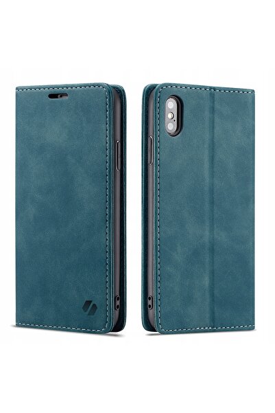 spacecase Husă tip portofel din piele cu clapetă pentru iPhone X/XS + sticlă