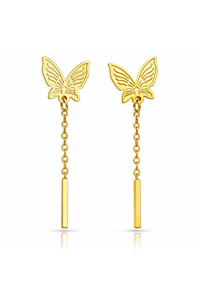 OEM Golden Butterfly Chain Earrings, made of stainless steel, with nature, 18...