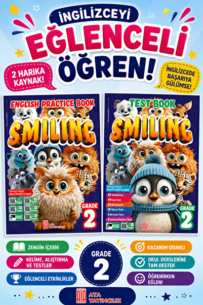 Ata Yayıncılık 2. Sınıf Smiling Practice Book + Test Book (2 Kitap)