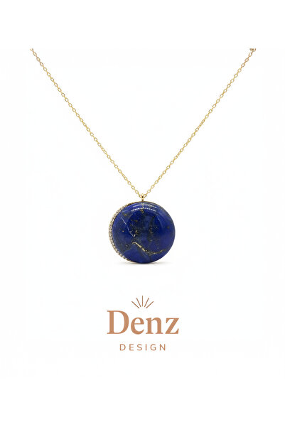 925 Ayar Gümüş, Lapis ve Zirkon Taşlı Moon Kolye