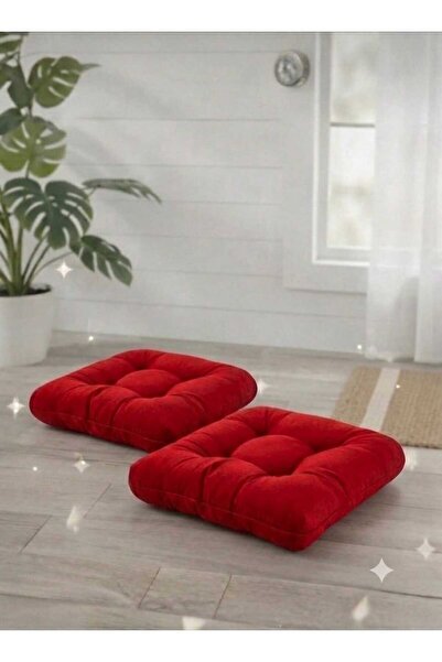 MoMMe SANDALYE MİNDERİ SALINCAK MİNDER İKİLİ MİNDER 45*45 CM OVAL 2 ADET KIRMIZI