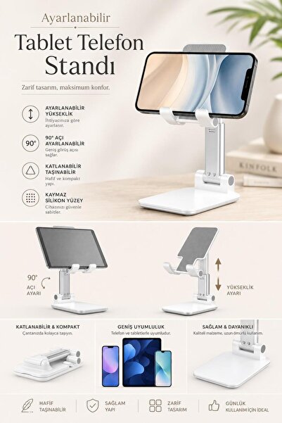 Galeriyo Sklopivi, podesivi stalak za tablet i telefon, beli
