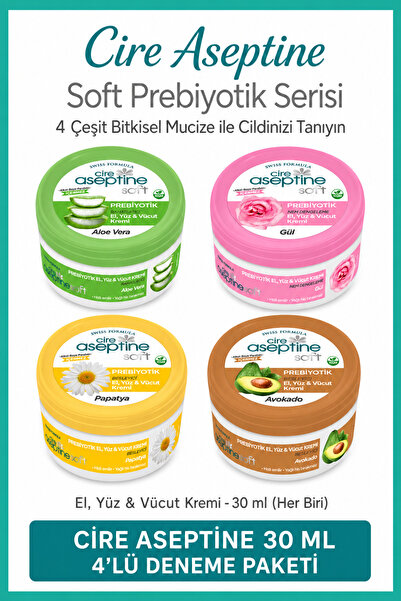 CIRE ASEPTINE Soft Prebiyotik Nemlendirici Bakım Kremi 30 Ml*4 Adet