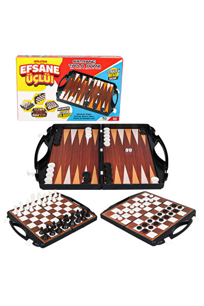 Sera Oyun Aletleri 3-in-1 Chess, Backgammon, Checkers Set with Bag
