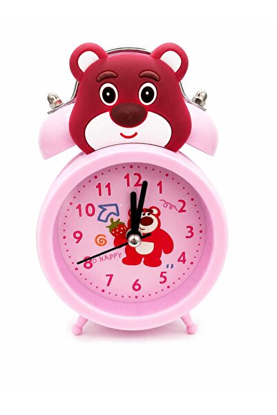 monthiron çoçuk odası masa çalar saati 9x13 pembe ayıcıklı