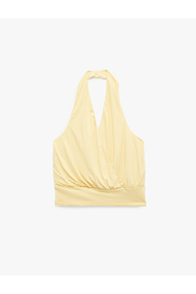 Koton Viscose Double Breasted Halter Neck Gathered Sleeveless Blouse