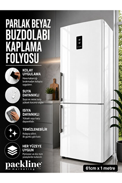 Packline Marketing Sjajna bela folija za premazivanje frižidera 61cm x 1m