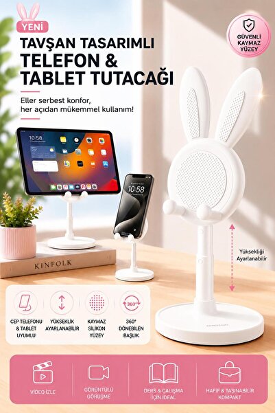 Galeriyo Držač za telefon i tablet u obliku zeca, beli