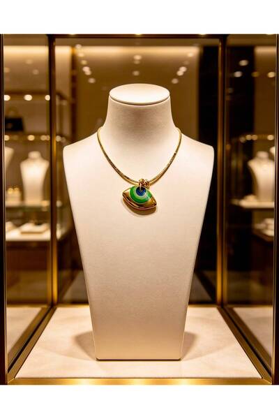 ayoljewelry Steel Necklace with Gold Evil Eye