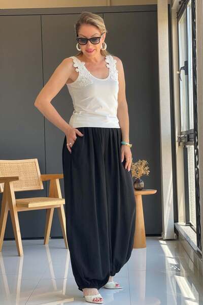 MİSLİNA BUTİK Siyah Şalvar Model İthal Pantolon