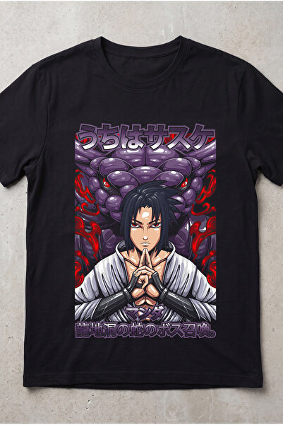 Silkensoul Naruto Sasuke Uchiha Anime Printed Standard Cut Unisex Tshirt