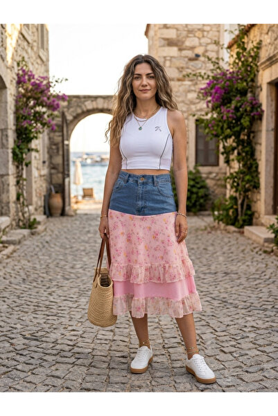 Genel Markalar Çatı Katı Vintage Kot Kesim Memuru Tasarımı - Yüksek Bel Denim...