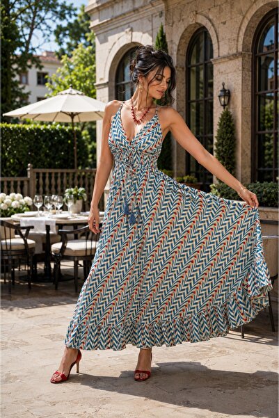 LaraLisa 70% Viscose 30% Silk Adjustable Strap V-Neck Elastic Waist Women's S...