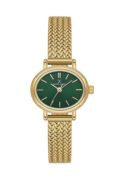 Daniel Klein 24 mm Women's Wristwatch with Green Dial and Gold Color Strap, G...