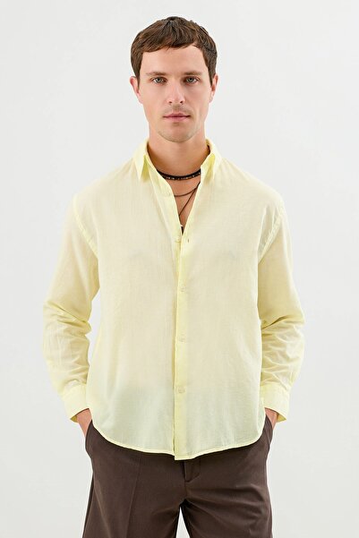 Antioch Yellow Cotton Relax Fit Men's Shirt