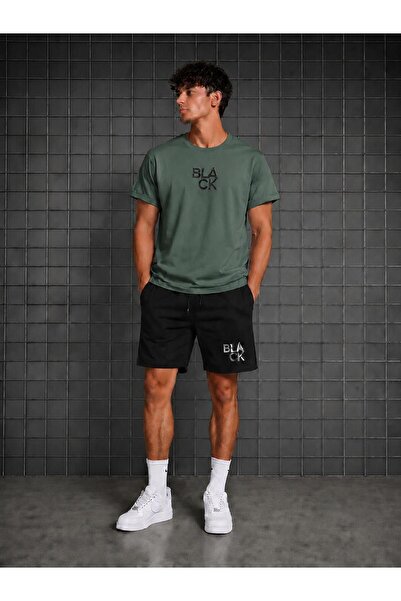 zeag Men's T-Shirt and Shorts Set with Black Printed Design