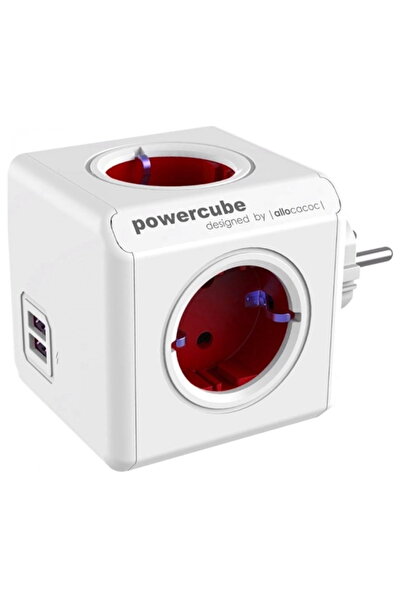 OEM Allocacoc® PowerCube |Original USB| Πολύπριζο 4 θέσεων & 2 USB - Κόκκινο ...