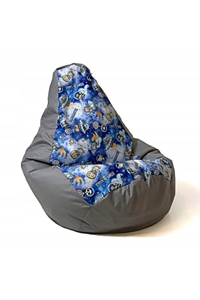 NO BRAND Pufa worek GO GIFT Grusza Druk Spaceship Gri-albastru L 105x80cm