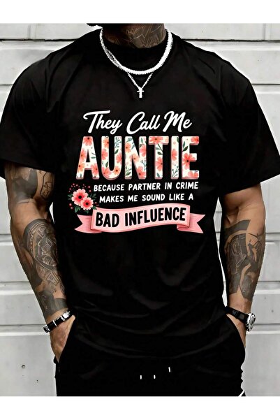NOURAM تي شيرت بتصميم زهري بطباعة "They Call Auntie Because Partner In Crime ...