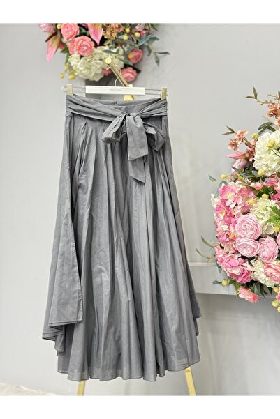 ALANURMODA 32420 تنورة مطوية بحزام عند الخصر لون أنثراسايت
