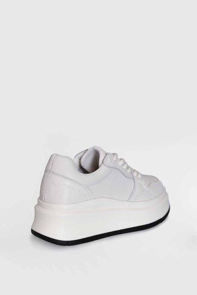 Lufian Kadın Beyaz-Siyah Kalın Taban Sneaker Günlük Spor Ayakkabı Rahat Yürüyüş Ayakkabısı Casual Platform Sneaker LF-301