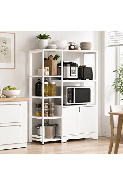 Generic Kitchen Microwave Stand with Storage Cabinet, 5-Tier Bakers Rack, Lar...