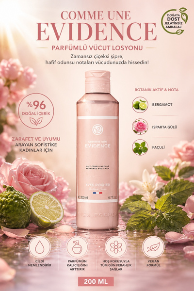 Yves Rocher Isparta Rose and Patchouli Note Moisturizing Perfumed Vegan Body ...