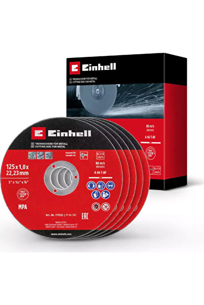 Einhell Set de 5 discuri de taiere subtiri originale pentru metal 125 mm gros...
