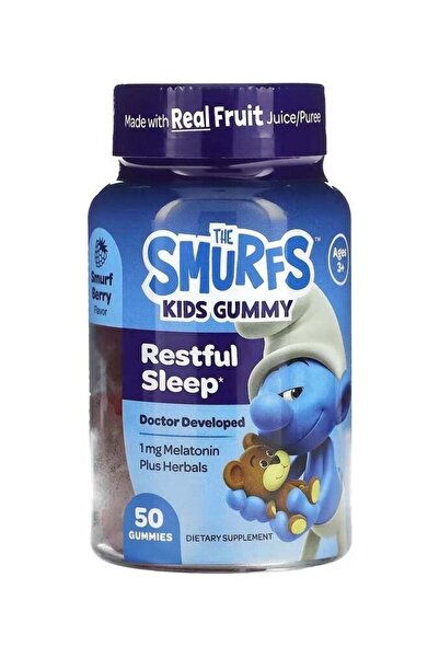 The Smurfs , Kids Gummy, Restful Sleep, Ages 3+, Smurf Berry, 50 Gummies