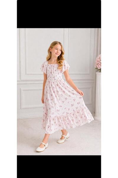 esmagül kids FLORA Dream Çiçek Desenli Kız Mezuniyet Elbise