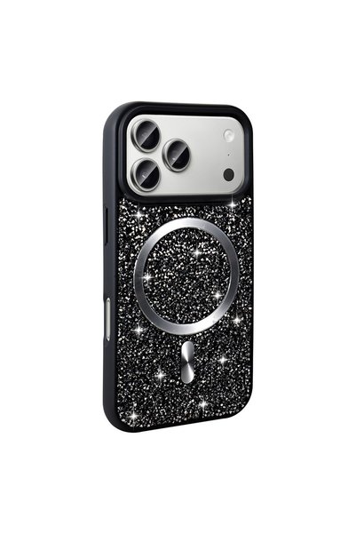 zore iPhone 17 Pro Max Case Glittery Diamond Stone Magsafe Camera Raised Sili...