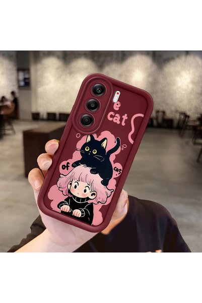 Hontinga Tecno Camon 40 Pro 5g Compatible Case Camera Protector Burgundy Sili...