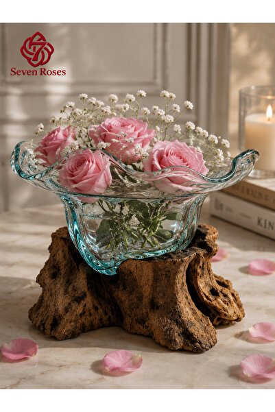 Generic Turquoise Glass Wave Vase |   Luxurious Central Attraction