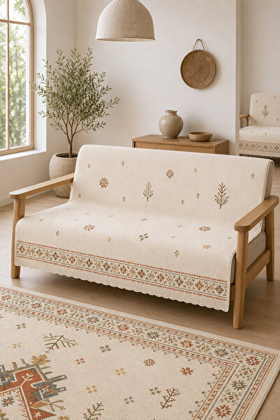 GECE HOME طقم من 3 قطع: 2 غطاء أريكة مقاس 165x215 سم + 1 سجادة مطبوعة رقمياً بقاعدة مانعة للانزلاق مقاس 4 متر مربع 160x230 سم
